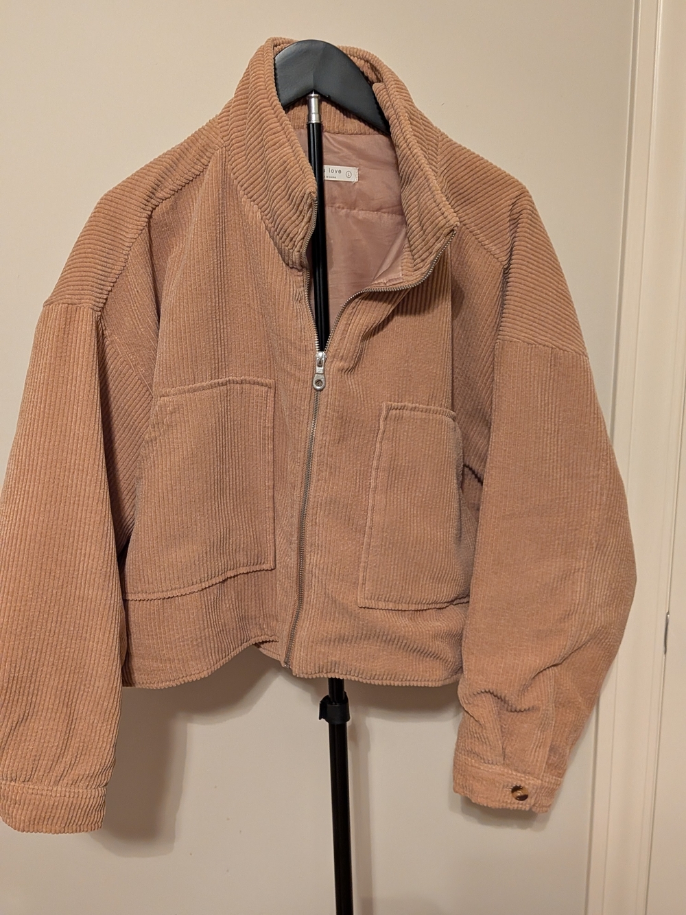Corduroy Zip-Up Jacket in Taupe